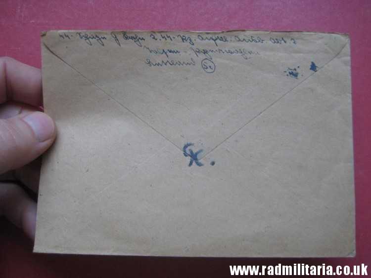 & WW2 German Waffen SS FELDPOST empty ENVELOPE - original DOCUMENT stamp: Waffen SS 2./SS.Pz. .Ausb.Abt.2. - 26.4.1944 - Image 4