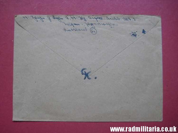 & WW2 German Waffen SS FELDPOST empty ENVELOPE - original DOCUMENT stamp: Waffen SS 2./SS.Pz. .Ausb.Abt.2. - 26.4.1944 - Image 5