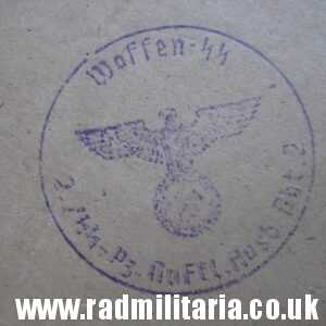 & WW2 German Waffen SS FELDPOST empty ENVELOPE - original DOCUMENT stamp: Waffen SS 2./SS.Pz. .Ausb.Abt.2. - 26.4.1944