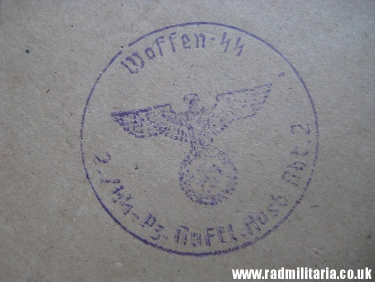 & WW2 German Waffen SS FELDPOST empty ENVELOPE - original DOCUMENT stamp: Waffen SS 2./SS.Pz. .Ausb.Abt.2. - 26.4.1944