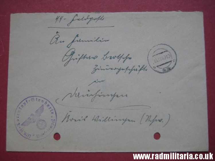 & WW2 German Waffen SS FELDPOST empty ENVELOPE - original DOCUMENT stamp: II/8.SS.TOTENKOPF STANDARTE Briefstempel 16.11.1940 - Image 2