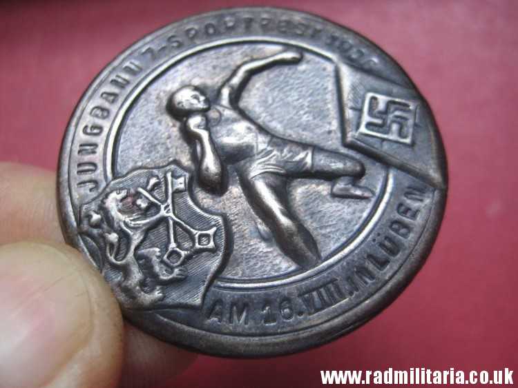 & pre WW2 German HITLER YOUTH HJ 1936 TINNIE BADGE in perfect condition. JUNGBANN 7 SPORTFEST 1936 LUBEN - genuine !! - Image 15