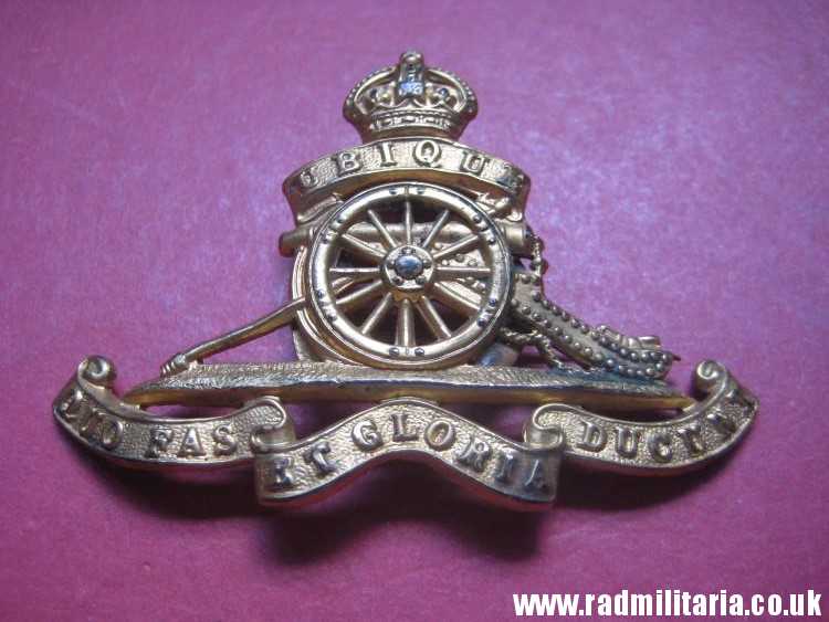 & WW2 British Royal Artillery CAP BADGE converted to broche, original BADGE - gilded. - Image 2