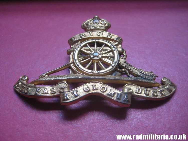 & WW2 British Royal Artillery CAP BADGE converted to broche, original BADGE - gilded. - Image 4