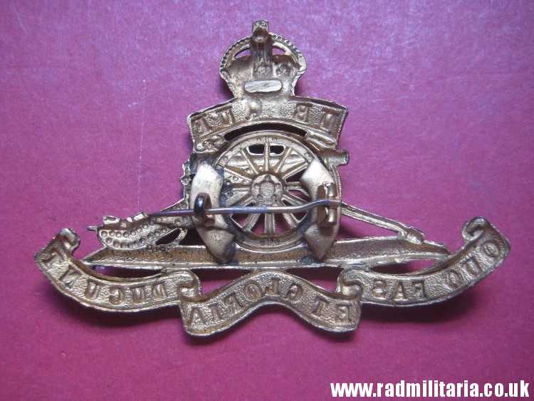 & WW2 British Royal Artillery CAP BADGE converted to broche, original BADGE - gilded. - Image 3