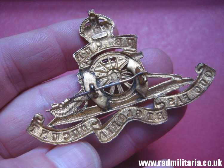 & WW2 British Royal Artillery CAP BADGE converted to broche, original BADGE - gilded. - Image 5
