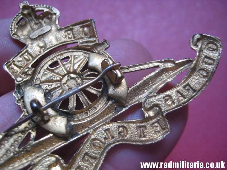 & WW2 British Royal Artillery CAP BADGE converted to broche, original BADGE - gilded. - Image 6