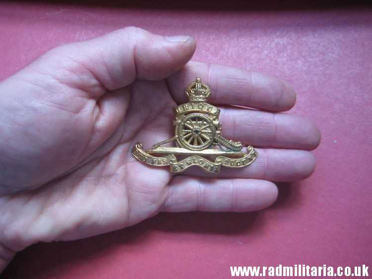 & WW2 British Royal Artillery CAP BADGE converted to broche, original BADGE - gilded. - Image 9