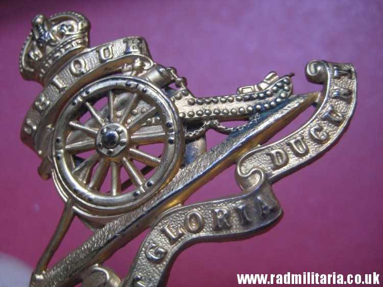 & WW2 British Royal Artillery CAP BADGE converted to broche, original BADGE - gilded. - Image 11