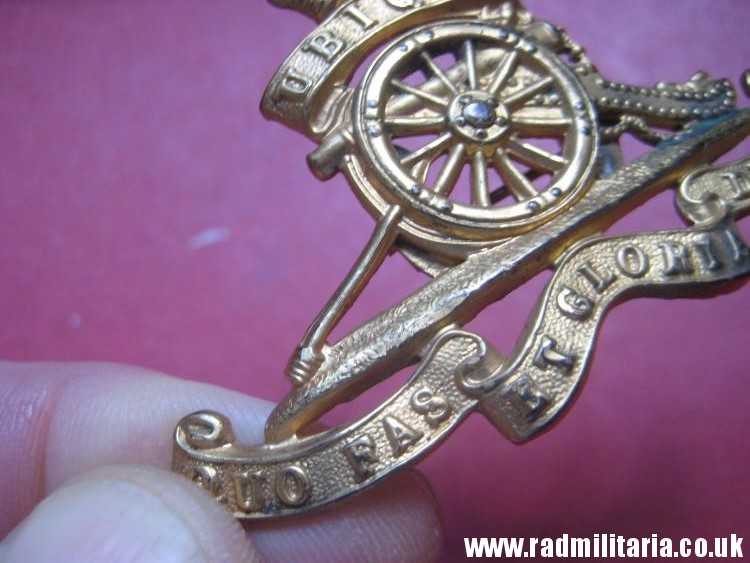 & WW2 British Royal Artillery CAP BADGE converted to broche, original BADGE - gilded. - Image 12