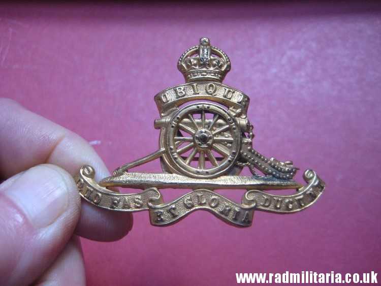 & WW2 British Royal Artillery CAP BADGE converted to broche, original BADGE - gilded. - Image 13