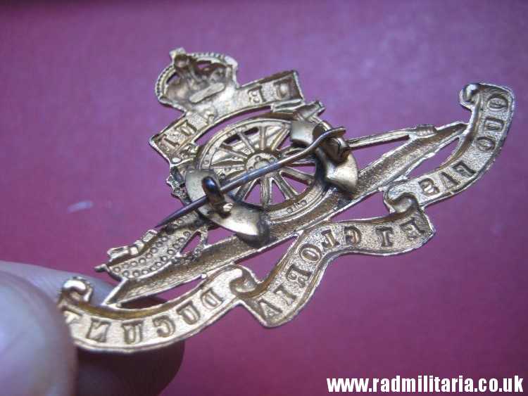 & WW2 British Royal Artillery CAP BADGE converted to broche, original BADGE - gilded. - Image 15