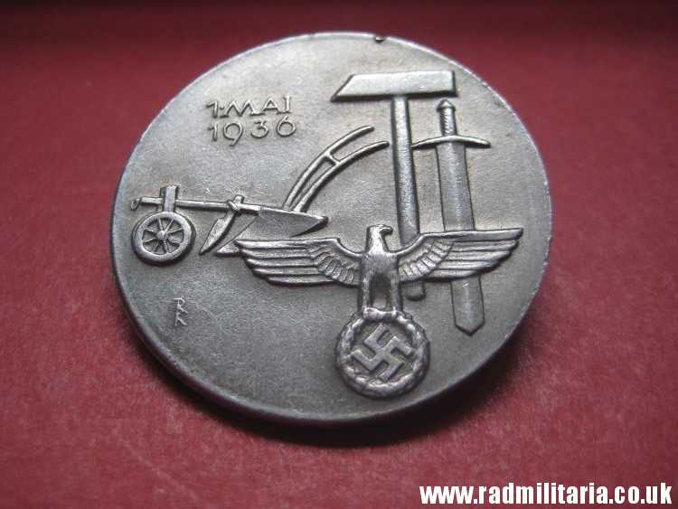 & WW2 original German BADGE - 1 MAI 1936, maker: CHR. BRAUER WELZHEIM v. good condition.