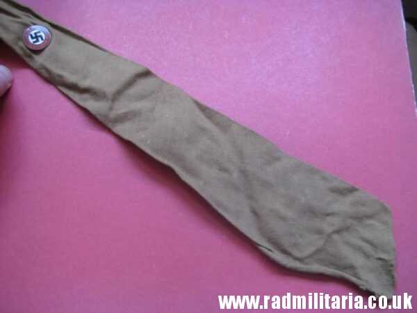 & original WW2 German SA (SturmAbteilung) brown TIE with enamel NSDAP membership badge, as found - 100% genuine. - Image 17