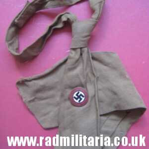 & original WW2 German SA (SturmAbteilung) brown TIE with enamel NSDAP membership badge, as found - 100% genuine.