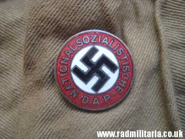 & original WW2 German SA (SturmAbteilung) brown TIE with enamel NSDAP membership badge, as found - 100% genuine. - Image 35