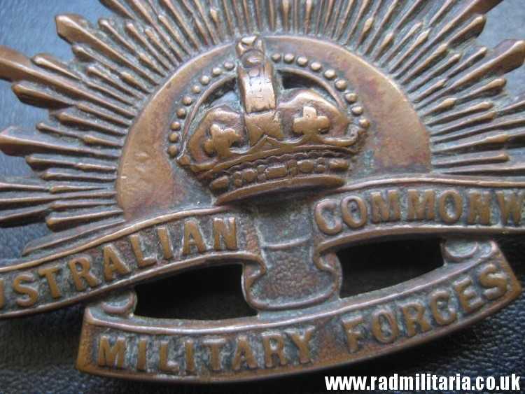& WW1 Australian RISING SUN BADGE Cap Badge, marked: Stokes Melb. original !! - Image 5