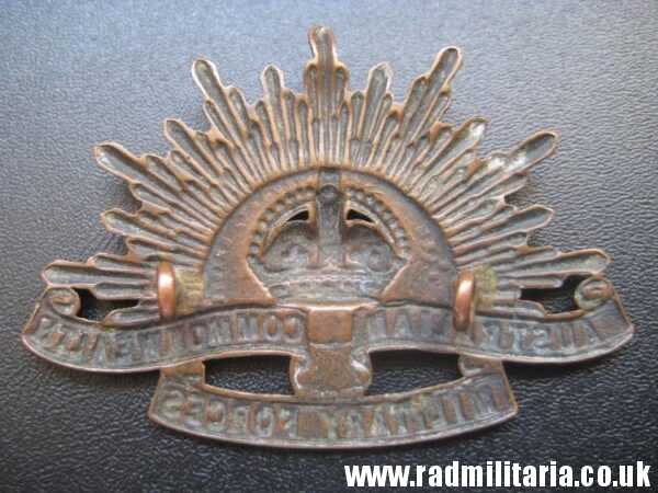 & WW1 Australian RISING SUN BADGE Cap Badge, marked: Stokes Melb. original !! - Image 3