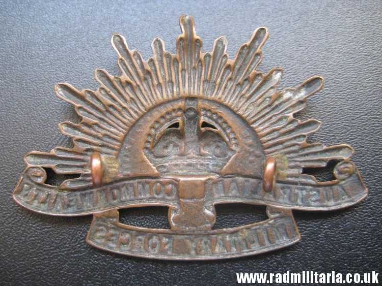 & WW1 Australian RISING SUN BADGE Cap Badge, marked: Stokes Melb. original !! - Image 3