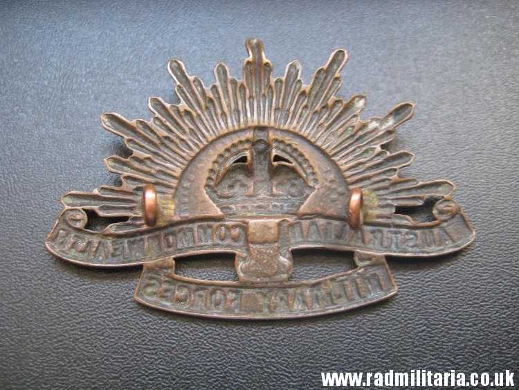 & WW1 Australian RISING SUN BADGE Cap Badge, marked: Stokes Melb. original !! - Image 6