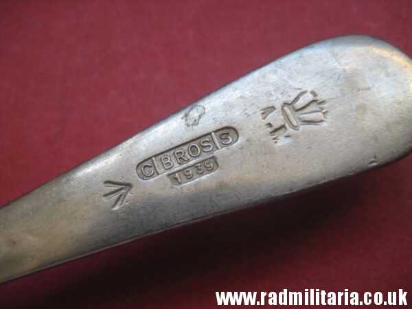 & WW2 British RAF cutlery - SPOON, maker: C BROS S 1939 - A.M. Air Ministry no.905082