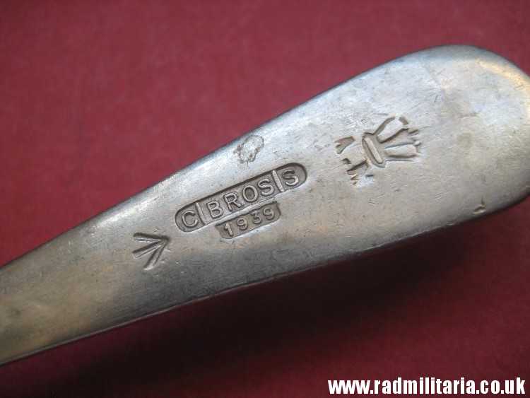 & WW2 British RAF cutlery - SPOON, maker: C BROS S 1939 - A.M. Air Ministry no.905082