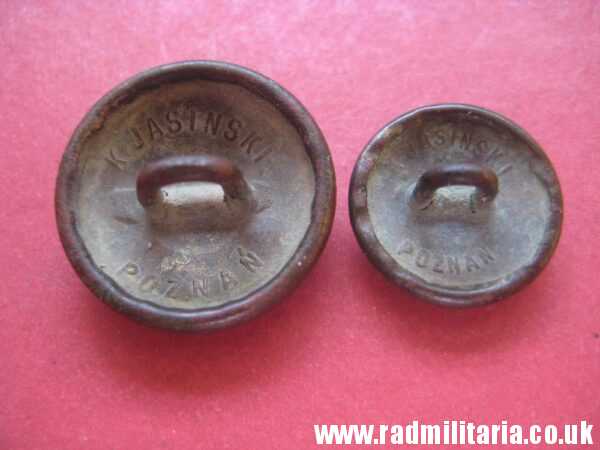 & pre 1939 SET of 2 Polish MILITARY BUTTONS large size & small size, maker: K. Jasinski Poznan - metal detecting find. - Image 3