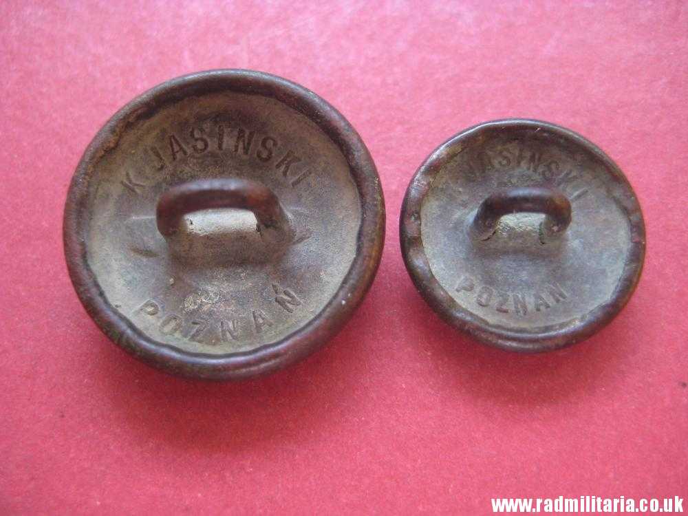 & pre 1939 SET of 2 Polish MILITARY BUTTONS large size & small size, maker: K. Jasinski Poznan - metal detecting find. - Image 3