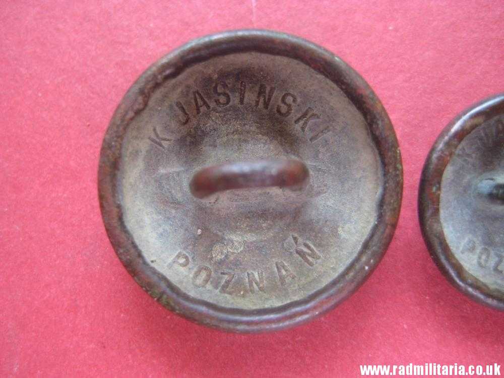 & pre 1939 SET of 2 Polish MILITARY BUTTONS large size & small size, maker: K. Jasinski Poznan - metal detecting find. - Image 5