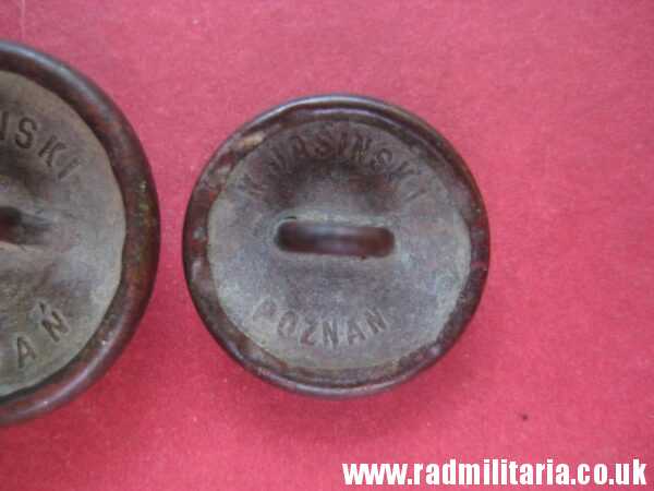 & pre 1939 SET of 2 Polish MILITARY BUTTONS large size & small size, maker: K. Jasinski Poznan - metal detecting find. - Image 6