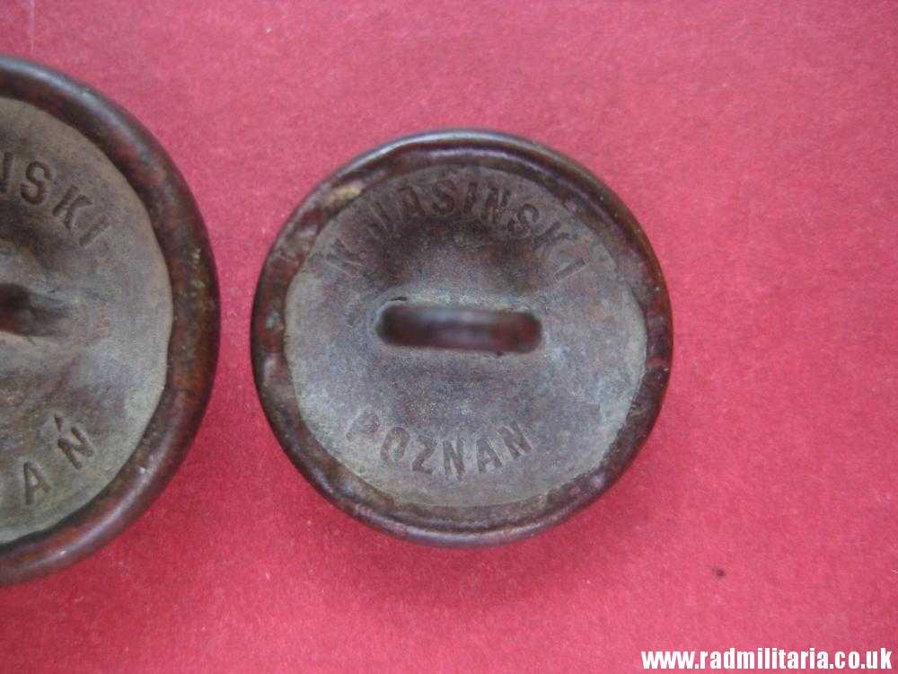 & pre 1939 SET of 2 Polish MILITARY BUTTONS large size & small size, maker: K. Jasinski Poznan - metal detecting find. - Image 6
