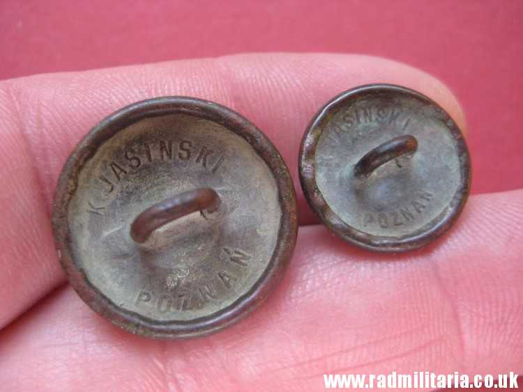 & pre 1939 SET of 2 Polish MILITARY BUTTONS large size & small size, maker: K. Jasinski Poznan - metal detecting find. - Image 9