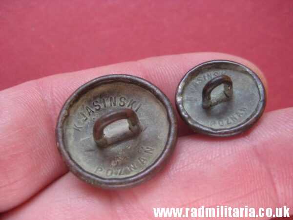 & pre 1939 SET of 2 Polish MILITARY BUTTONS large size & small size, maker: K. Jasinski Poznan - metal detecting find. - Image 10