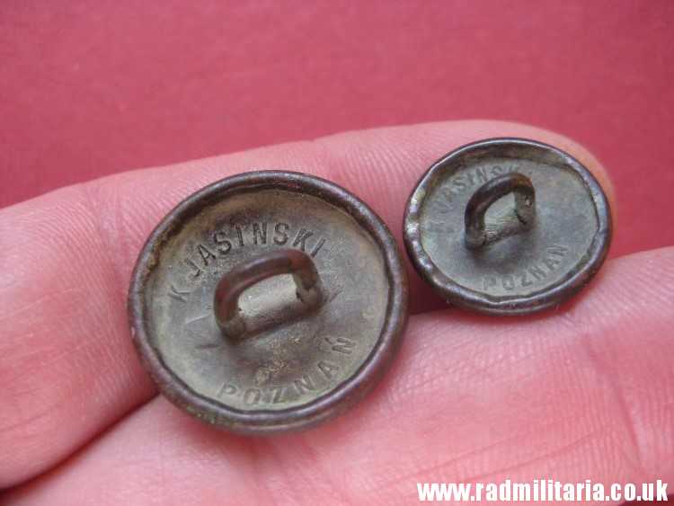 & pre 1939 SET of 2 Polish MILITARY BUTTONS large size & small size, maker: K. Jasinski Poznan - metal detecting find. - Image 10