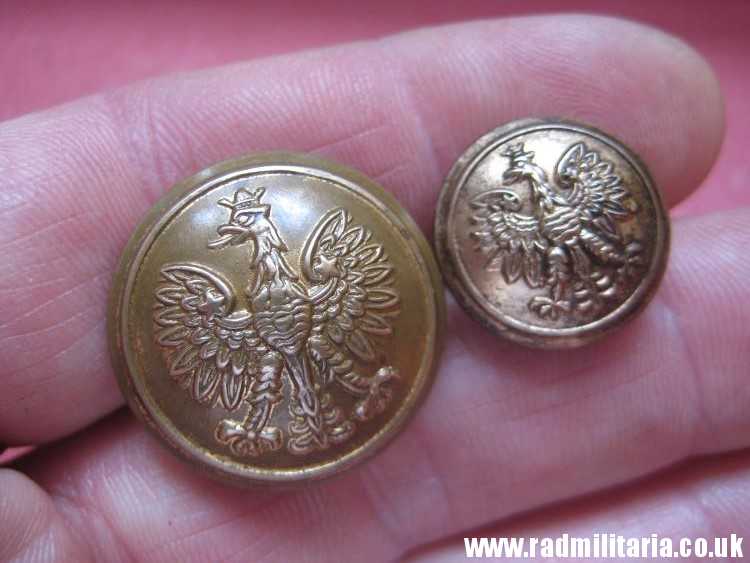 & WW2 RAF 2 Polish MILITARY BUTTONS - SET of 2, marked: FIRMIN London. Polish Air Force.