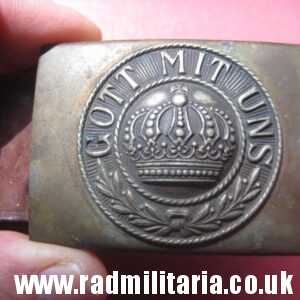 & WW1 German BELT BUCKLE with leather. 100% genuine - as found. Maker: ENDERLICH. N. BERLIN.