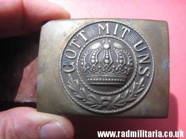 & WW1 German BELT BUCKLE with leather. 100% genuine - as found. Maker: ENDERLICH. N. BERLIN.