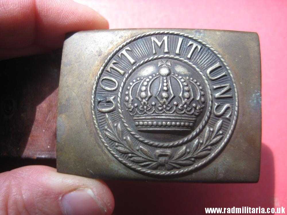 & WW1 German BELT BUCKLE with leather. 100% genuine - as found. Maker: ENDERLICH. N. BERLIN.