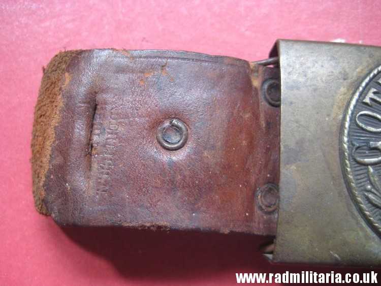 & WW1 German BELT BUCKLE with leather. 100% genuine - as found. Maker: ENDERLICH. N. BERLIN. - Image 16