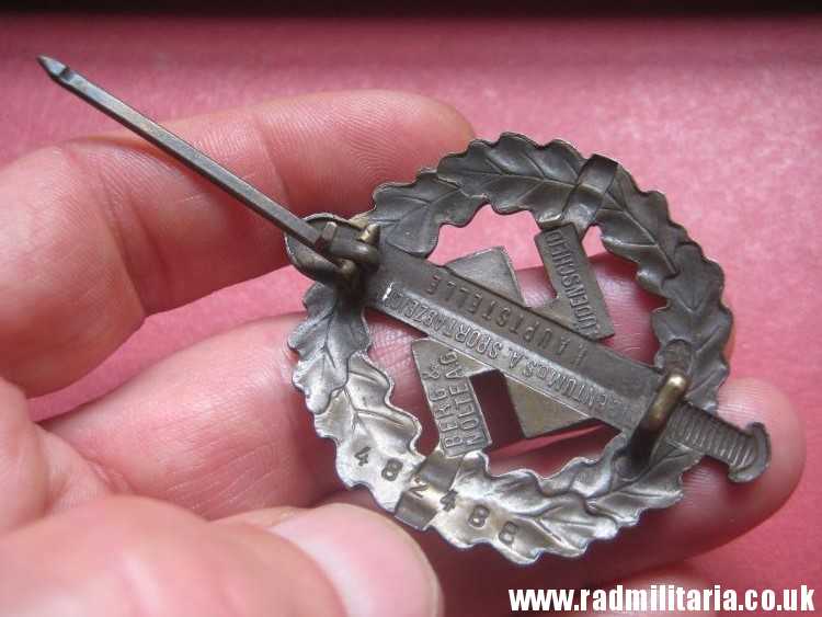 & WW2 German SA SPORT BADGE maker: BERG & NOLTE A.G. made of steel no. 482488 - genuine !! - Image 7