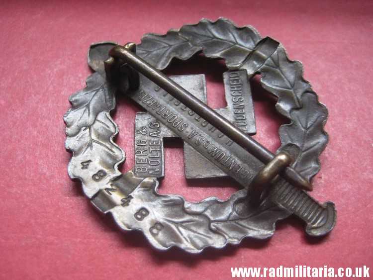 & WW2 German SA SPORT BADGE maker: BERG & NOLTE A.G. made of steel no. 482488 - genuine !! - Image 10