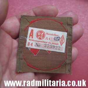 & WW2 German HJ HitlerJugend PATCH in mint condition with paper label: RZM A4/127 Original.