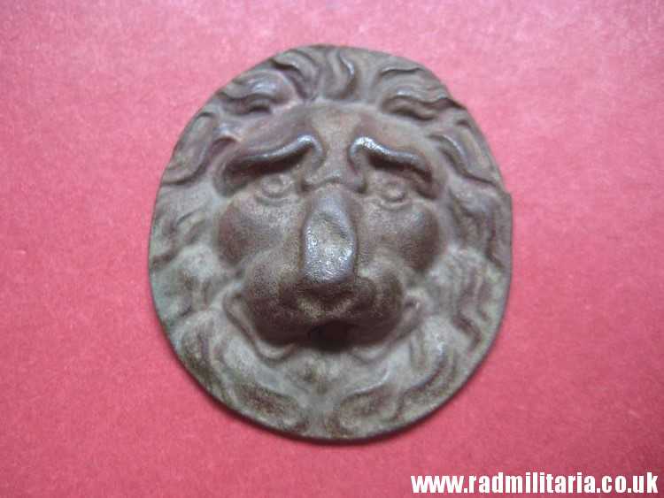 & original metal LION'S HEAD part of Cavalry Cap - battlefield relic, Napoleonic Wars.