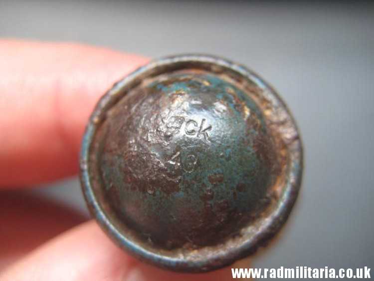 & WW2 German M39 "Egg" handgranade KNOB (Arbeisskappe) with maker mark - gck 43 and with original rope. - Image 9
