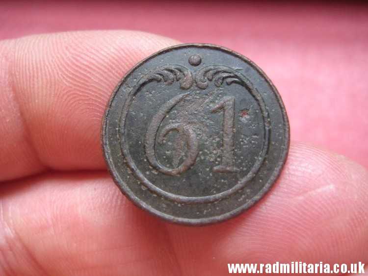 & original large size NAPOLEONIC 61st Infantry Regiment BUTTON with number - metal detecting find. FRANCE - Image 8