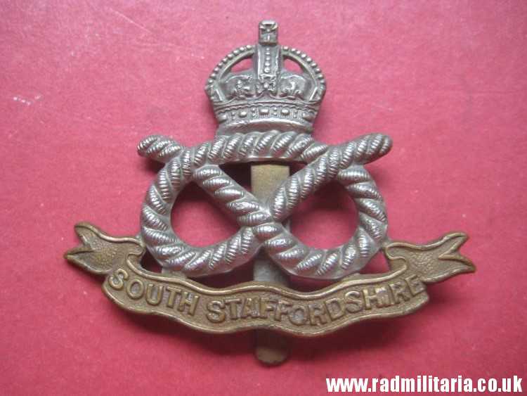 & WW1 original British CAP BADGE - SOUTH STAFFORDSHIRE maker: DOWLER BIRMINGHAM. - Image 2