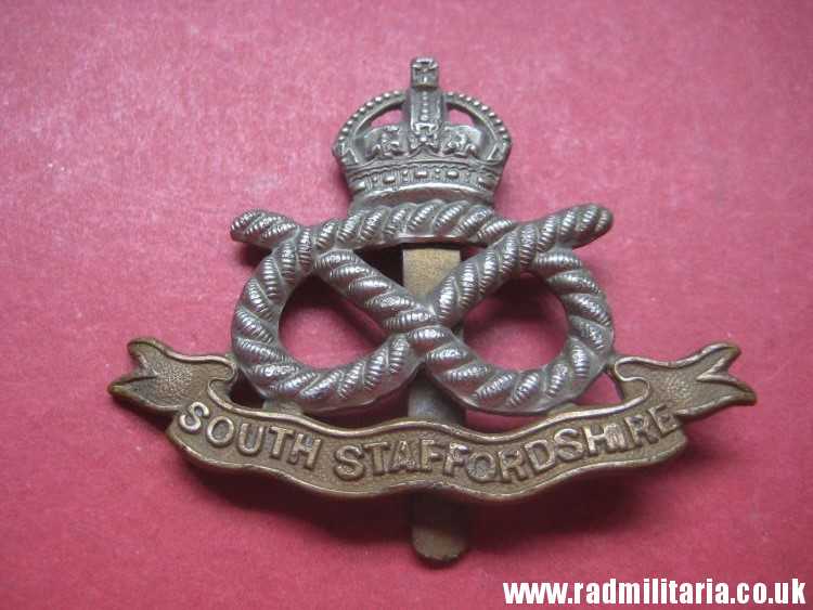 & WW1 original British CAP BADGE - SOUTH STAFFORDSHIRE maker: DOWLER BIRMINGHAM. - Image 3
