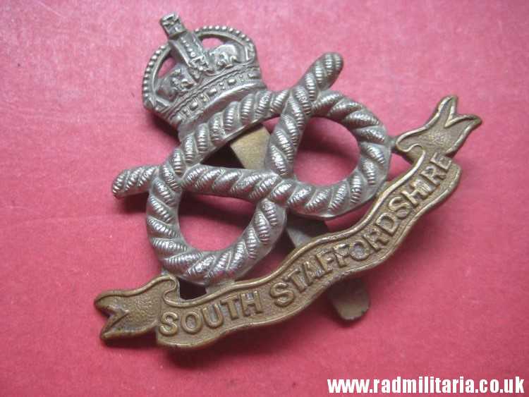 & WW1 original British CAP BADGE - SOUTH STAFFORDSHIRE maker: DOWLER BIRMINGHAM. - Image 7