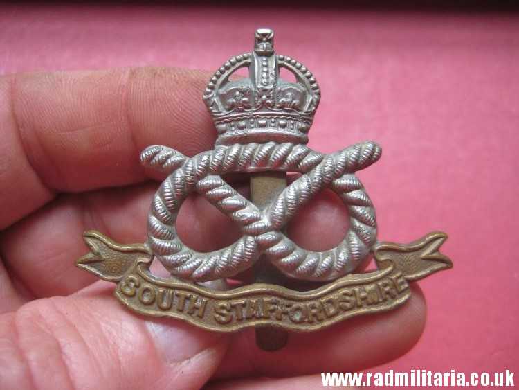 & WW1 original British CAP BADGE - SOUTH STAFFORDSHIRE maker: DOWLER BIRMINGHAM.