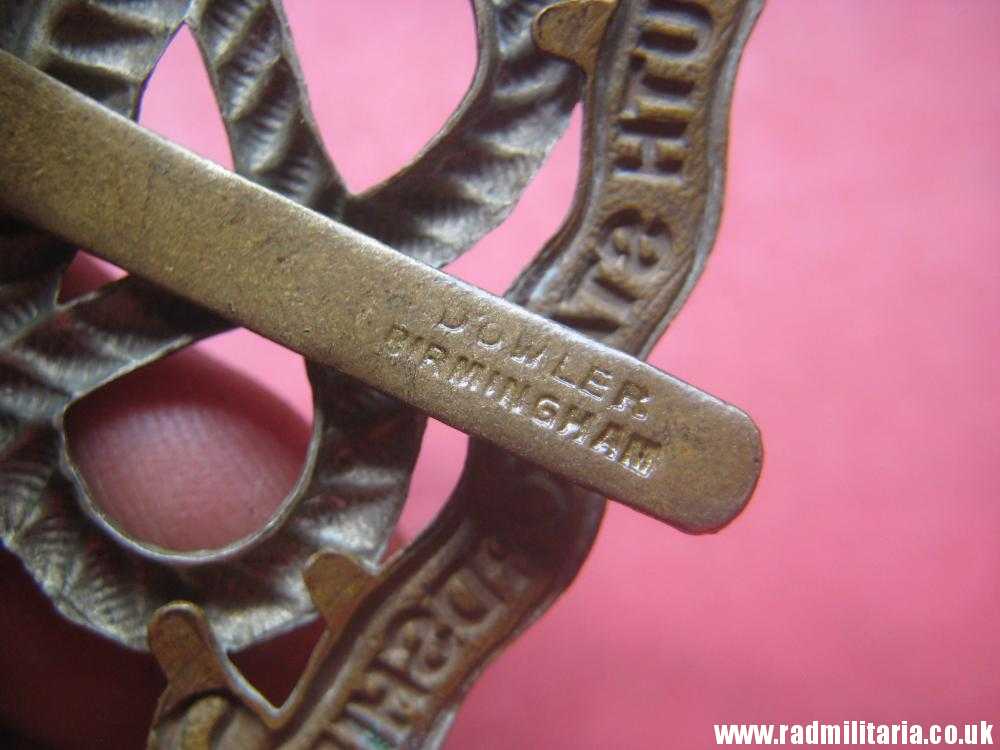& WW1 original British CAP BADGE - SOUTH STAFFORDSHIRE maker: DOWLER BIRMINGHAM. - Image 10